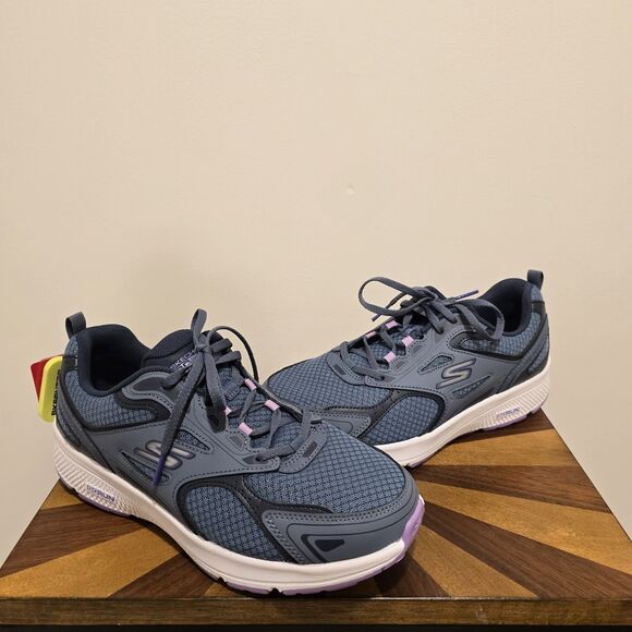 Size 10 W Skechers GO RUN Consistent Womens Athletic Shoes Blue Purple Air Cool - Picture 1 of 16